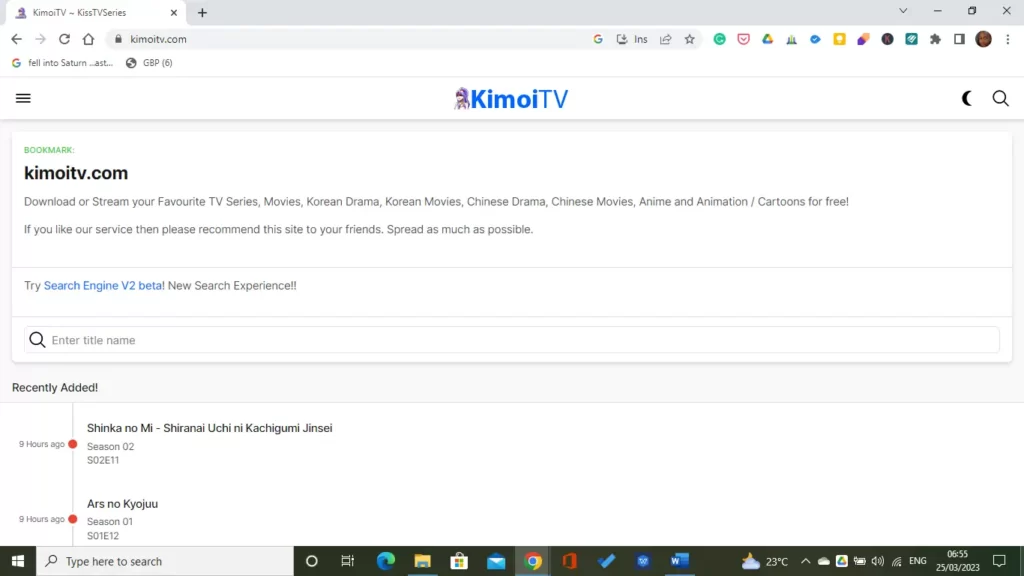 Kimoi TV Homepage